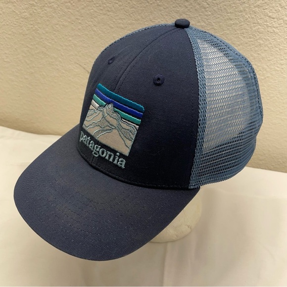 Patagonia Trucker Hats Mens OS Navy Blue Embroidered Logo Snapback Hiking Work - Picture 1 of 12